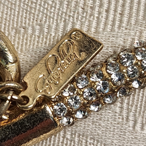 GIA FARELLA Vintage Gold Plated Chunky Chain Necklace Rhinestone Toggle - Picture 5 of 16